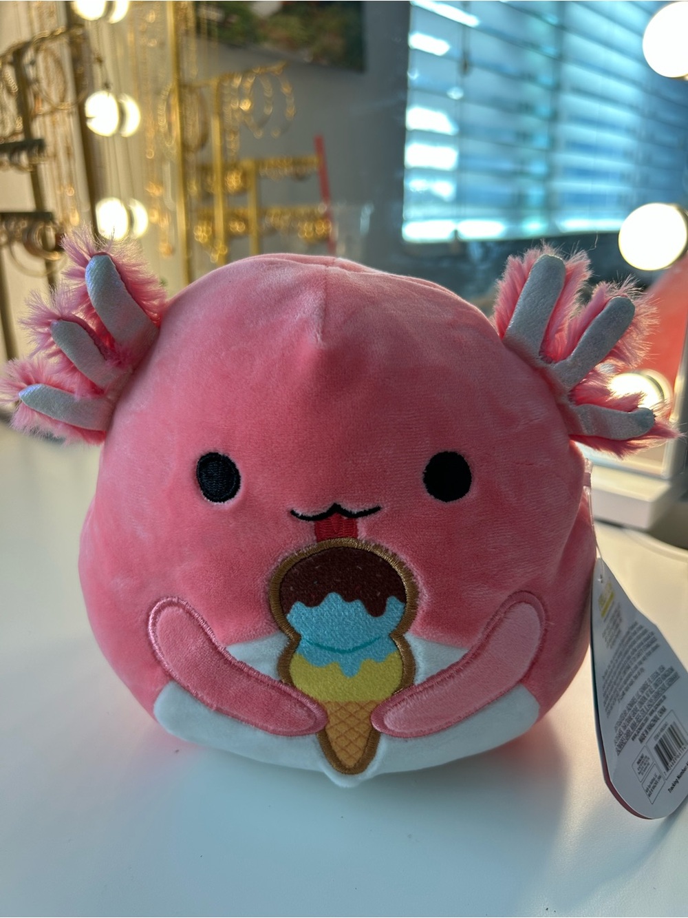 Arche Pink Axolotl Plush with Ice Cream Detail